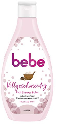 bebe Vollgeschmeidig Rich Shower Balm feuchtigkeitsspendendes Hautpflege Duschgel mit Sheabutter & Mandelöl für trockene Haut, 6-Pack (6 x 250 ml)