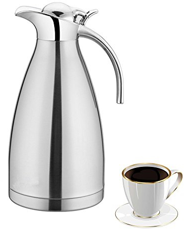 OnePine 2.0 Liter/70 oz Doppelschicht Isolations Topf thermosflasche Edelstahl Isolierkanne kaffeekanne Vakuum Isolierung thermoskanne Kaffeetopf,100% dicht Heiß und kalt dual Gebrauch (Silber)