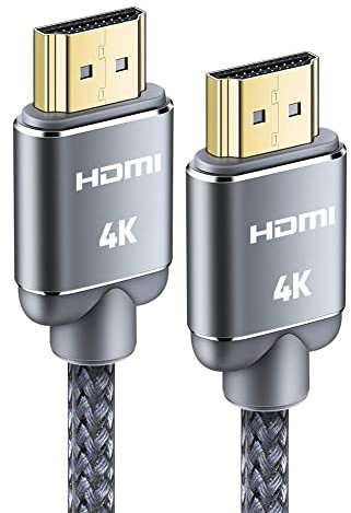 Snowkids Cavo HDMI 4K 2 metri | Cavi HDMI 2.0 ad alta velocità 18Gbps & 4K@60Hz HDR ARC HDCP2.2 Ethernet Cavo intrecciato | per TV, laptop, monitor, proiettore, PS-5/4, X-Box, ecc