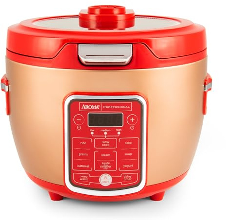 Cool Touch Rice Cooker with Glass Lid, Food Steamer, Slow Cooker, Multicooker with 11 Preset Functions, Steam Tray, Measuring Cup, Rice Spatula, 20 Cups (Cooked)