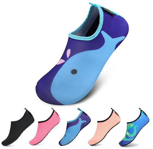 SAGUARO Barfussschuhe Kinder Outdoor Schwimmschuhe Jungen Strand Aquaschuhe Männer Sommer Badeschuhe Weiche Faltbar Wasserschuhe, 20/21 EU, Delphin Rot