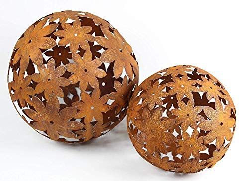 Bornhöft Boule décorative pour le jardin - En métal - Fer - Rouille - 30 cm + 40 cm