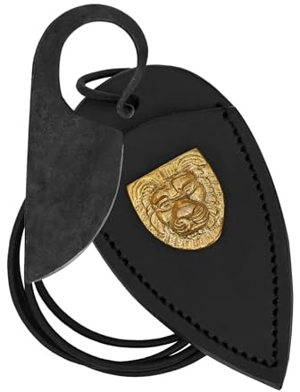 Mythrojan Coltello ad anello celtico, coltello ad anello fatto a mano, misuratore di dita