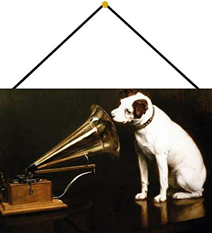 Blechschild 20x30cm gewölbt mit Kordel His Master´s Voice Hund Grammophon Nostalgie Retro Deko Geschenk Schild