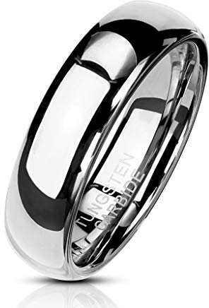 Paula & Fritz® Ring Damen Wolframcarbid Gr. 72 (22,9) Silber 8-mm Breit Kuppelring Herren-Ring Partnerring Ehering Damen-Ring Verlobungsring Tungsten