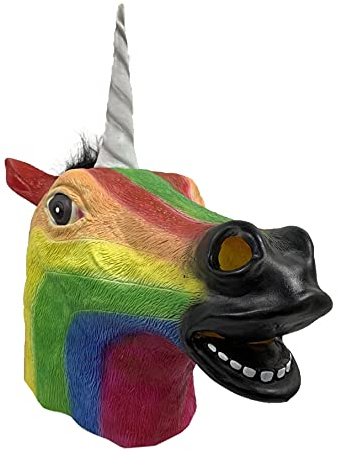 Färgad drömmande enhörning hästmask kostym latex fantasi djur häst maskeraddräkt halloween vuxen