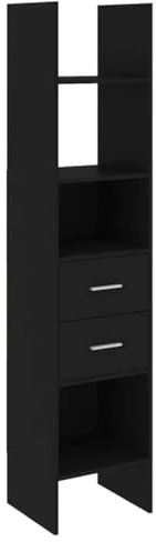 vidaXL Bücherregal Wandregal Standregal Aktenregal Raumteiler Büroregal Regal Aufbewahung Bücherschrank Schwarz 40x35x180cm Holzwerkstoff