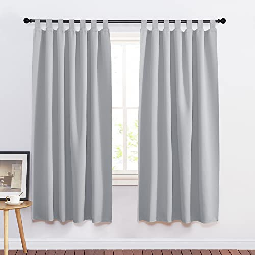PONY DANCE Schlaufenschal 2er Set Wohnzimmer Verdunklungsvorhänge Kurz | H160 x B140 cm, Silbergrau, für Schlafzimmer, Gardinen Blickdicht, Sichtschutz, UV-Schutz, Schlaufengardinen, Hitzeschutz