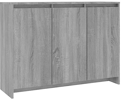 vidaXL Sideboard mit 3 Türen Kommode Anrichte Schrank Beistellschrank Mehrzweckschrank Standschrank Sonoma-Eiche Grau 102x33x75cm Holzwerkstoff