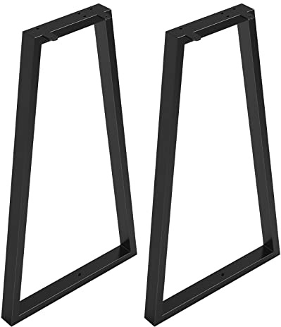Signstek Metal Table Legs for Desk - 28 Inch Trapezoid Heavy Duty Iron Tube Furniture Legs, DIY Stool/Chairs, Coffee Tables, Bench, Side/End Table, Black, Set of 2