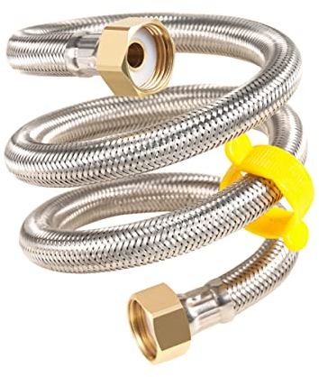 Qrity 2 Pieces G 1/2 x G 1/2 Stainless Steel Braided Hose Flexible Water Plumbing Pipe for Bathroom Toilet Taps Kitchen Sink Water Inlet Hoses, 150cm