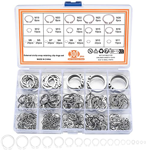 ywchoshe 300 Pcs Anneaux de Retenue Extérieurs en Acier Inox