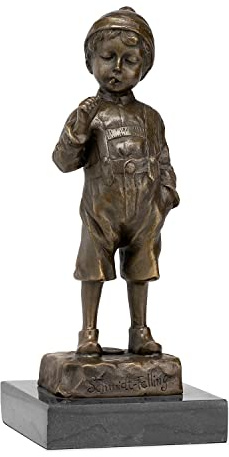 Moritz Bronzefigur Junge 20 cm Lederhose Bub Skulptur Deko Kind nostalgisch | Massiver Bronzeguss auf Marmorsockel, handpatiniert, nostalgische Kinderfigur, charmanter Blickfang und Geschenkidee