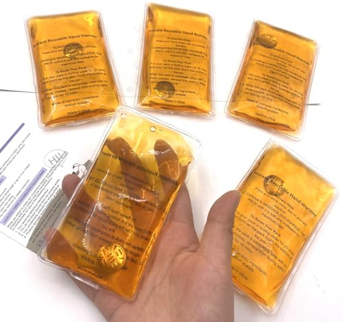 Lot de 5 packs chauffants instantanés réutilisables, chauffe-mains en gel chaud/froid pour adultes et enfants, compresse chaude, chauffe-mains pour le corps (orange moyen)