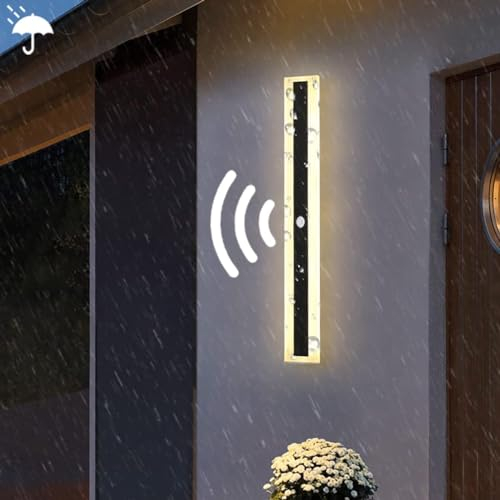 Außenwandleuchten mit Bewegungsmelder IP65 Wasserdicht Aussen Wandbeleuchtung Lange Wandleuchte Anthrazit Wandlampe Außen Innen Deckenleuchte für Terasse Garden Korridor Balkon Warmweiß 3500K