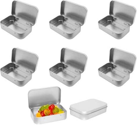 Bansusu 6 Pcs Small Tin Storage Container With Lids | Iron Rectangular Box, For Candy, Keys, Earrings