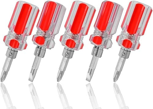 Bestgle 2 en 1 Mini Tournevis Court, 5 Pièces Mini Tournevis à Tête Plate et Tournevis Phillips Court, Tournevis pour Machine à Coudre