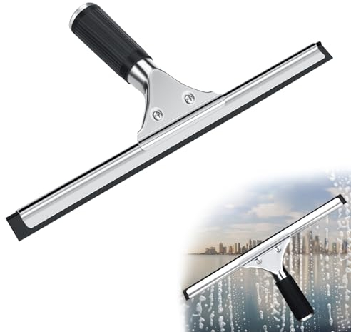 Estrattore finestra Tergivetro in Acciaio Inox, Tergivetro per Doccia, Tergipavimento Finestre, Spatole Lavavetri per Pulire e Asciuga Vetri, Piastrelle, Finestre, Bagno, Strumento di Pulizia (25cm)