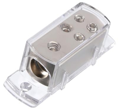 Veemoon 4-Wege Auto Audio Verteilerblock 4ga 4X 8ga Kabel Splitter Mit Abnehmbarer Schutzschale Für Auto Boot Wohnmobil Stromverteilung