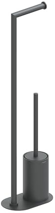 COSMIC Architect SP Base Portarrollos con Escobillero Integrado para Baño de Diseño Minimalista. Soporte de Pie para Papel Higiénico con Escobilla de Baño de Acero Inoxidable de Color Negro Mate