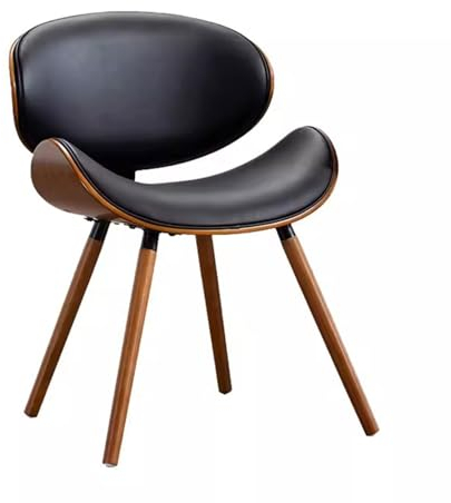 Leder-Esszimmerstühle, gepolsterter Stuhl aus massivem Holz aus der Mitte des Jahrhunderts, Make-up-Stuhl, Schalenstuhl mit Lederpolstersitz, moderne Wohnzimmerstühle, armlose Stühle ( Color : Black/A