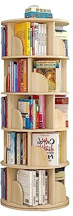 GaRcan Vertikales Bücherregal, um 360° drehbares Bücherregal, 5-lagiges Regal, Bücherregal, geschichtete Aufbewahrung, Bücherregal für Wohnzimmer, Schlafzimmer, Arbeitszimmer (Holz 46 x 191 cm)