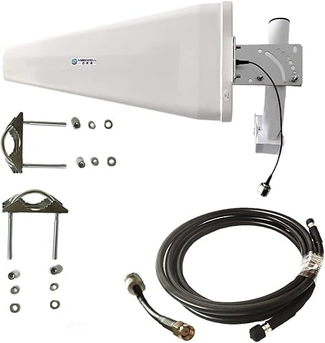 Maswell Professional High Gain 5G LPDA Cellular Antenna 600-6000MHz Wideband Wide Beamwidth Ultra Low Loss LMR600 Equivalent Cable 5G 4G LTE 3G WiFi 6E and LORA Helium Ready Long Distance Antenna