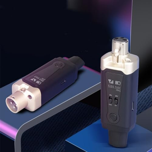 CARMOTTER UHF Funkmikrofon mit XLR-Sendern und Empfängern, Wireless Mikrofon Headset, 262 Übertragung, 8H Akkulaufzeit