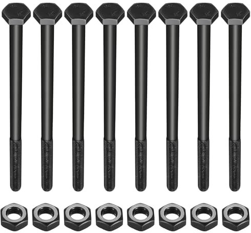 8 Pièces M10 Boulons et Ecrous, M10 x 180 mm Boulons Hexagonaux avec écrous, vis de machine, Galvanisées Vis Hexagonale Partiellement Filetés
