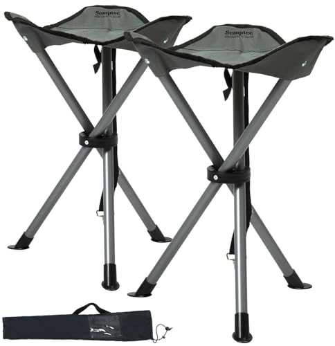 Semptec Urban Survival Technology Falthocker: 2er-Set Dreibein-Camping-Hocker, 43 cm Sitzhöhe, mit Tragetasche (Mini-Hocker, Mini-Klapphocker, Tasche)