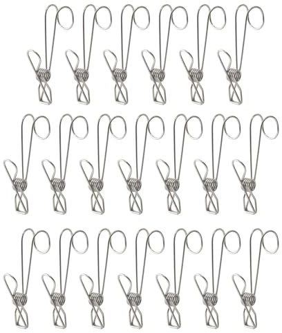 zuousxbslx 20 pièces Pinces à Linge en Acier Inoxydable Pince métallique pour Linge et Chaussettes Crochet de Serrage Pratique pour draps et vêtements