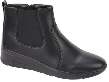 Shoe Tree Comfort Ladies Chelsea Wedge Ankle Boot, Sizes 3-8