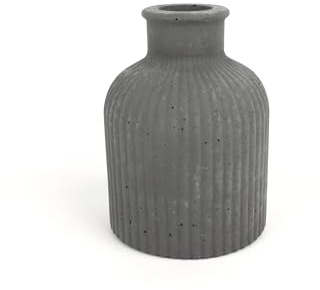 Handworkz | Lorea - mini Vase riffelig aus Beton | wasserdicht | für frische Blumen oder Trockenblumen nutzbar | auch als Kerzenständer für Stabkerzen geeignet | Made in Germany (Anthrazit)