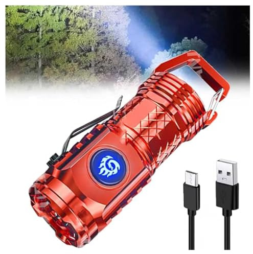 HINNVCL Monstre à Trois Yeux Mini Flash Super Puissance Lampe Torche, Lampe de Poche Allemande à la Taille du Pouce, Mini Lampe Torche à Trois Yeux, Petite Lampe de Poche Extérieure Rechargeable et