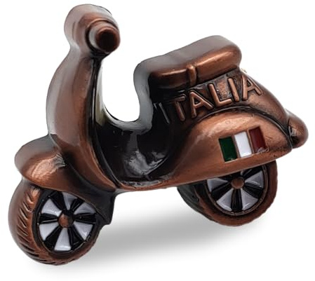 Kühlschrankmagnet aus italienischem Roller, aus Metall, Souvenir, Italien, mit Flagge, Dekoration für Zuhause, Küche, Reisegeschenk, Kollektion Kühlschrankmagnete – Touristisches Souvenir (BRONZO)