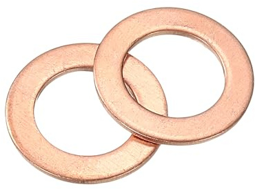 sourcing map Arandela plana M10, 36 arandelas planas de cobre de 16 mm de diámetro exterior de 1 mm de grosor, anillo de junta de sellado de metal para tornillos, pernos, tuercas