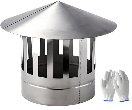 Kaminabdeckung 10-25 Cm Schornsteine Regenschutz, 201 Edelstahl Vogelschutzgitter Mit Handschuh, Kaminabschluss Entlüftungshaube Dicke 0.5 Mm(21 cm-8.27 in)