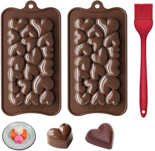 3 Stück Herzform Schokoladenform Silikon, Antihaft pralinenform silikon, Silikonform für Schokolade Praline Süßigkeiten