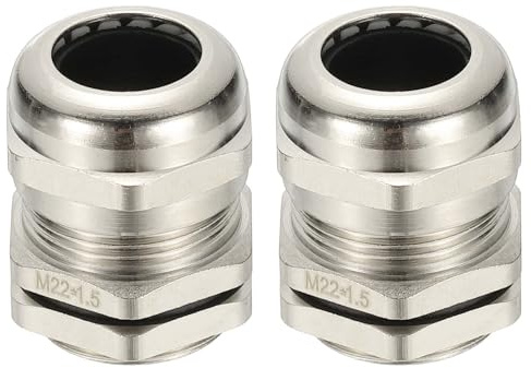 PATIKIL Waterproof Electrical Cable Glands, M22 2 Pcs 10-14mm Nickel-Plated Brass Cord Grip Electric Wire Connector Wire Protector for Outdoor Cable Box Enclosure Junction Box