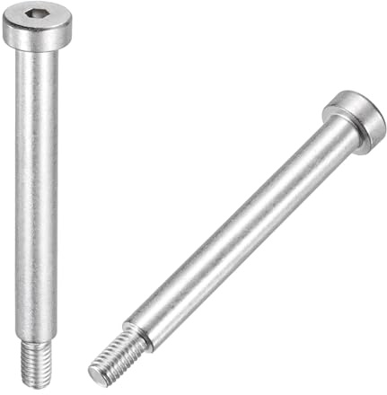 sourcing map 2 Pcs 304 Stainless Steel Shoulder Bolt 8mm Shoulder Dia 65mm Shoulder Length M6x1 Thread Hex Socket Shoulder Bolts for Hydraulic Injection Molding Machinery Industries
