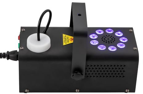 500W Nebelmaschine, Mini-Rauchmaschine mit 9 LED-Bulbs und Fernbedienung für Dekorationen bei Halloween und Hochzeiten, Betriebsleise
