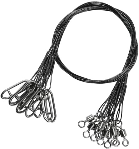 QISHUO High Strength Fishing Leaders Wire Rigs Freshwater Fishing Leader Stainless Heavy Steel Wire Leaders Saltwater Black Nickel,#5, 60lb, 11.8in, 30pcs