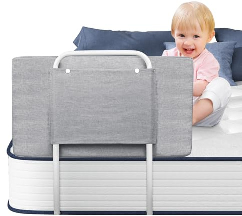 Soontrans Rausfallschutz Bett, Sorgt für Süße Träume für Ihren Kleinen, Rausfallschutz Boxspringbett Gepolstert Umramung & 5-Stufen Höhenverstellbar, für Kinderbett Elternbett Reise (Grau, 50 cm)