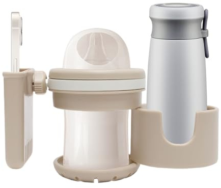 Portavasos para cochecito, estante giratorio para botellas con soporte para teléfono para cochecitos, scooters, bicicletas y sillas de ruedas, soporte multifuncional ajustable para bebidas, viajes