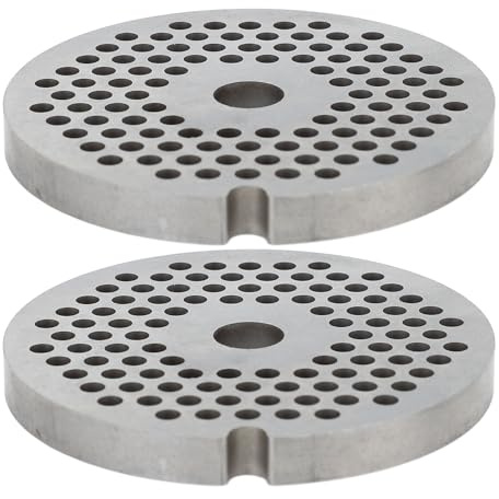 Aramox Discos de Placa para Picadora de Carne Redonda de Acero Inoxidable de Primera Calidad, Cuchillas Fáciles de 3 Mm de Grosor, Compatibles con Picadoras de Carne de Manivela, 2 Piezas para Uso
