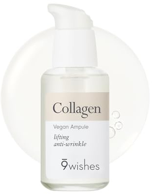 9wishes, Vegan Collagen Ampoule 30ml Lifting and Anti-Wrinkle, Hydrating & Moisturising Face Serum, Korean Skincare