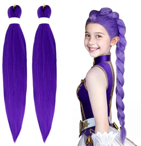 OMIGA 30 Pouces Rajout Cheveux Tresses Violet 2 Pieces Extension Cheveux | Meches pour Tresses Africaine pour Bals Masqués Cosplay Scène Jeux De Rôle Halloween Noël