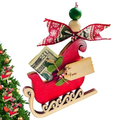 Porte-Billets de Noël, Pendentif en Bois en Forme d'arbre à Argent, Ensemble De Porte-Argent Et Porte-Cartes De Noël, pour Garçons Filles Maison Salon Chambre Femmes Hommes Amis