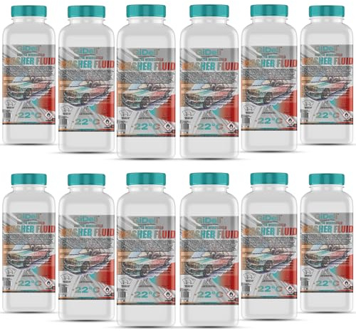 GiDeli Scheibenfrostschutz 12 x 1 L - Gebrauchsfertig bis -22 Grad | Zwölf Einheiten, Vorrat für die Saison, löst Streusalz und Schneematsch, trocknet ohne Schlieren