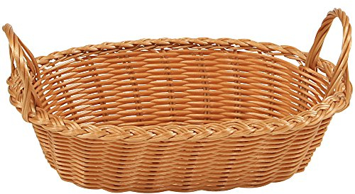 Kesper 17836 Brotkorb mit Griff aus Kunststoffgeflecht, 29 x 18 x 13 cm, braun